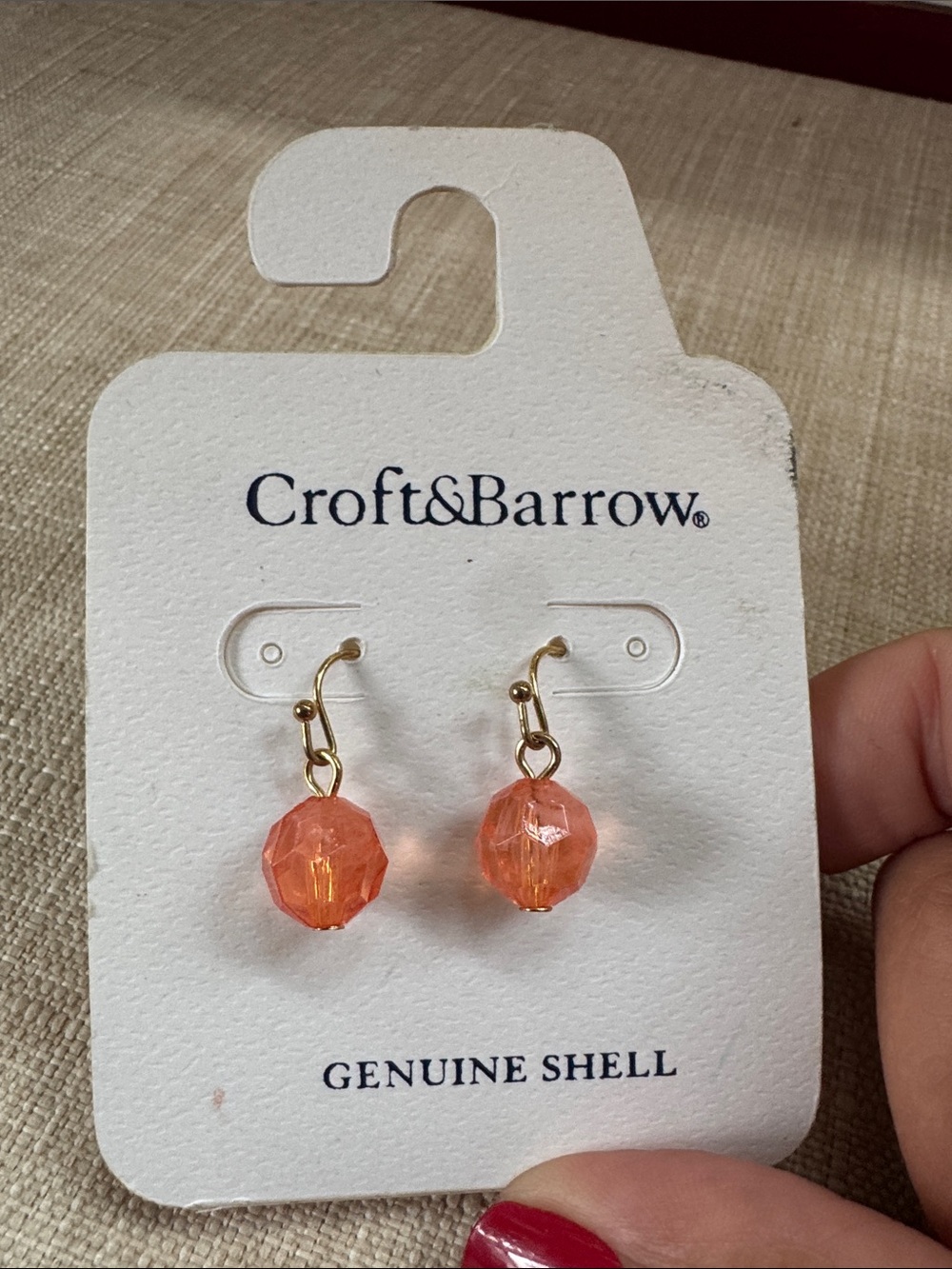 Croft & Barrow Gold-Tone Earrings with Coral Orange Faceted Shell Beads